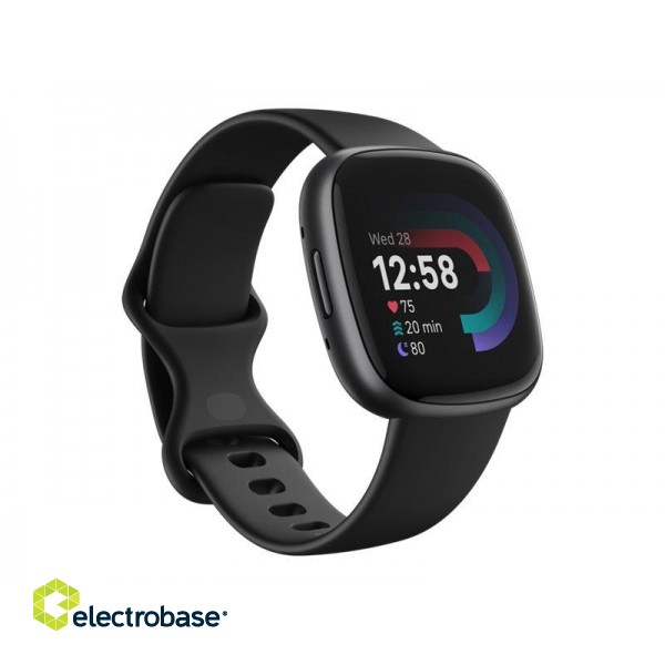 Versa 4 (EU Bundle) | Smart watch | NFC | GPS (satellite) | AMOLED | Touchscreen | Activity monitoring 24/7 | Waterproof | Bluetooth | Wi-Fi | Black/Sapphire image 2