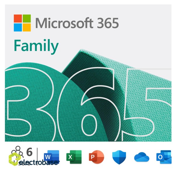 Microsoft | 365 Family | 6GQ-01897 | M365 Family | FPP | License term 1 year(s) | English | EuroZone Medialess фото 1