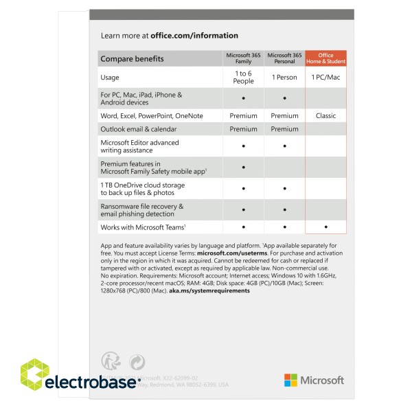 Microsoft | Office Home and Student 2021 | 79G-05388 | FPP | License term  year(s) | English | EuroZone Medialess image 3