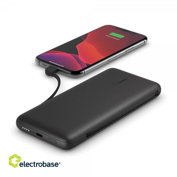 Belkin | BOOST CHARGE Plus Power Bank | 10000 mAh | Integrated LTG and USB-C cables | Black фото 8