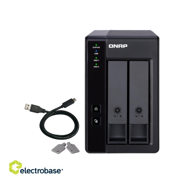 QNAP 2 Bay USB Type-C Direct Attached Storage with Hardware RAID | TR-002 | Micro | 6 GB | Black image 4