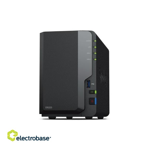 Synology | DS223 | Up to 2 HDD/SSD Hot-Swap | Realtek | RTD1619B | Processor frequency 1.7 GHz | 2 GB | DDR4 image 1