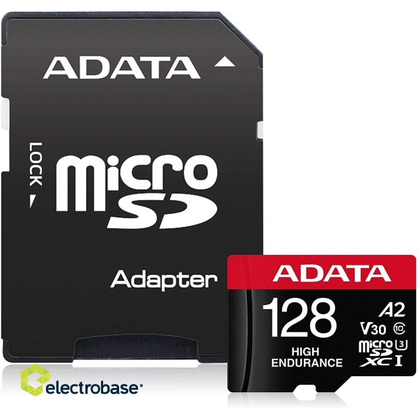 ADATA | AUSDX128GUI3V30SHA2-RA1 Memory Card | 128 GB | MicroSDXC | Flash memory class 10 | Adapter paveikslėlis 1