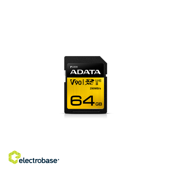 ADATA | Premier ONE | UHS-II U3 | 64 GB | SDXC | Flash memory class 10 paveikslėlis 1