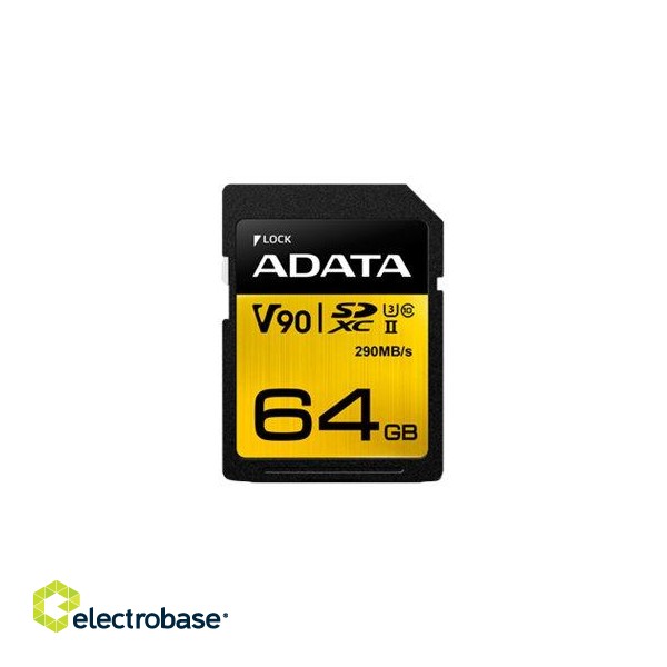 ADATA | Premier ONE | UHS-II U3 | 64 GB | SDXC | Flash memory class 10 paveikslėlis 3