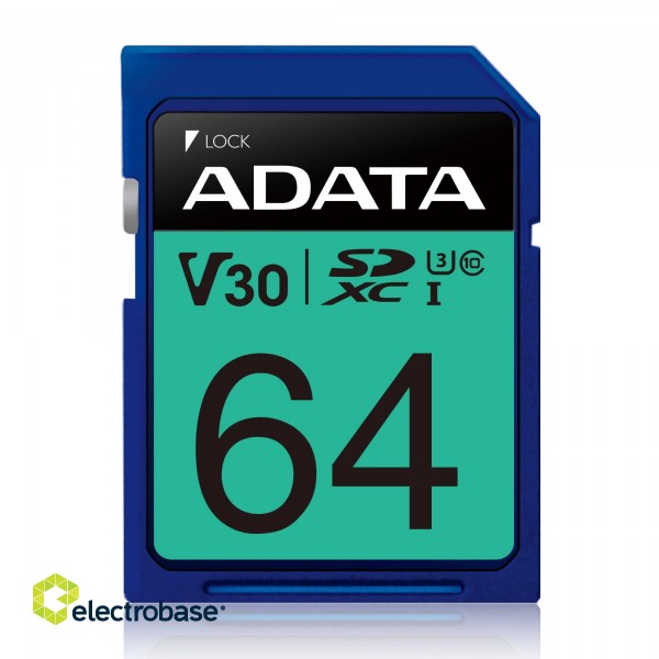 ADATA | Premier Pro | UHS-I | 64 GB | SDXC | Flash memory class 10 paveikslėlis 1