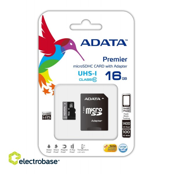 ADATA | Premier UHS-I | 16 GB | MicroSDHC | Flash memory class 10 | SD adapter image 3