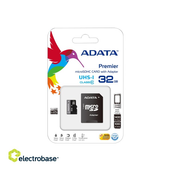 ADATA | Premier UHS-I | 32 GB | SDHC | Flash memory class 10 | SD adapter paveikslėlis 3