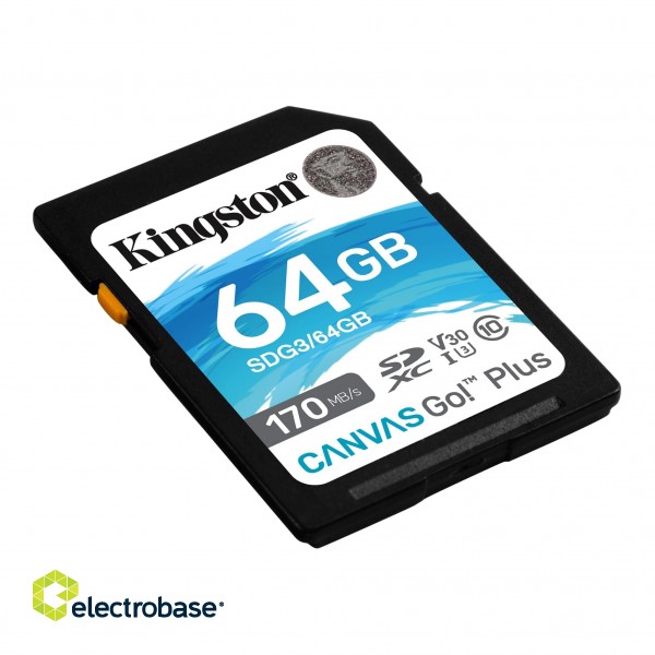 Kingston | Canvas Go! Plus | 64 GB | SD | Flash memory class 10 paveikslėlis 3