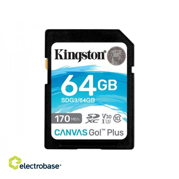 Kingston | Canvas Go! Plus | 64 GB | SD | Flash memory class 10 paveikslėlis 2