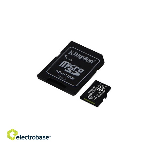 Kingston | Canvas Select Plus | UHS-I | 128 GB | MicroSDXC | Flash memory class 10 | SD Adapter paveikslėlis 3
