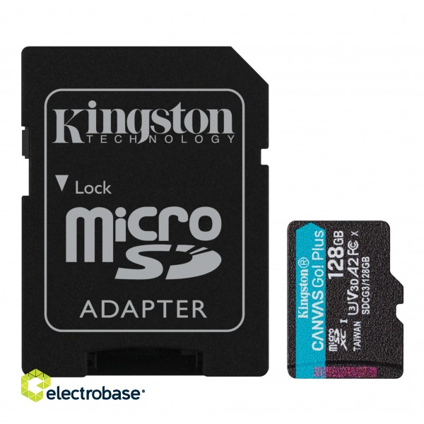 SD Adapter | Kingston | microSD | Canvas Go! Plus | 128 GB | MicroSD | Flash memory class 10 фото 1