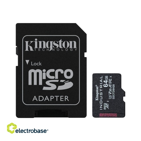 Kingston | UHS-I | 64 GB | microSDHC/SDXC Industrial Card | Flash memory class Class 10 фото 1
