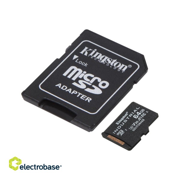 Kingston | UHS-I | 64 GB | microSDHC/SDXC Industrial Card | Flash memory class Class 10 фото 2