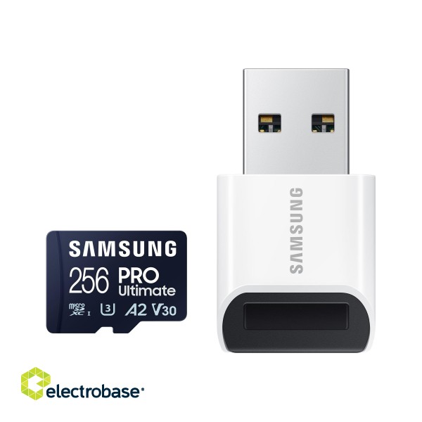 Samsung | MicroSD Card with Card Reader | PRO Ultimate | 256 GB | microSDXC Memory Card | Flash memory class U3 фото 2