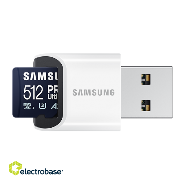 Samsung | MicroSD Card with Card Reader | PRO Ultimate | 512 GB | microSDXC Memory Card | Flash memory class U3 paveikslėlis 4