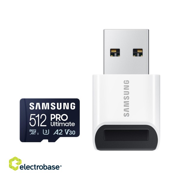 Samsung | MicroSD Card with Card Reader | PRO Ultimate | 512 GB | microSDXC Memory Card | Flash memory class U3 фото 2