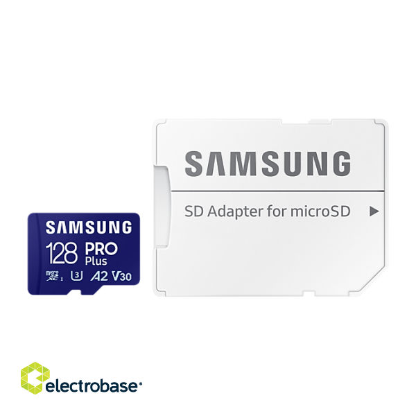 Samsung | MicroSD Card with SD Adapter | PRO Plus | 128 GB | microSDXC Memory Card | Flash memory class U3 paveikslėlis 1