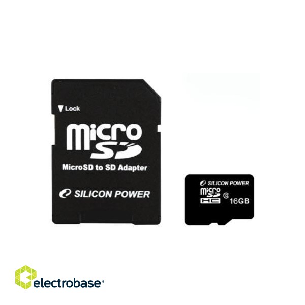 Silicon Power | 16 GB | MicroSDHC | Flash memory class 10 | SD adapter фото 2