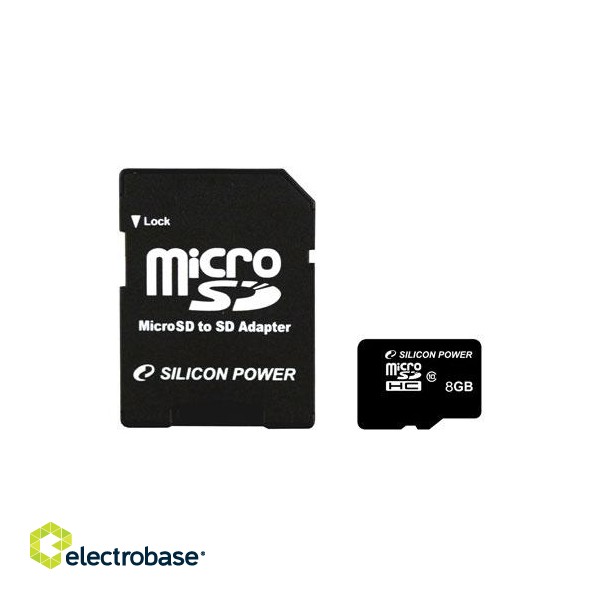 Silicon Power | 8 GB | MicroSDHC | Flash memory class 10 | SD adapter paveikslėlis 4