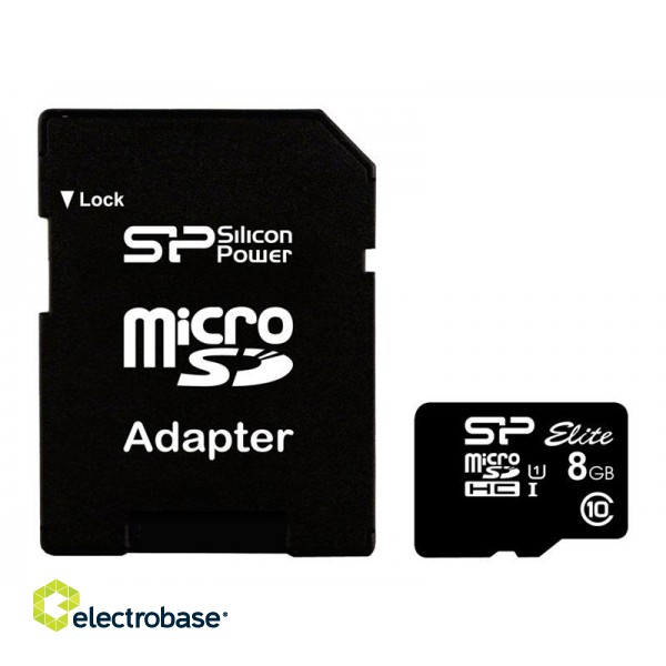 Silicon Power | Elite 8GB microSDHC UHS-I | 8 GB | Micro SDHC | Flash memory class Class 10 | SD paveikslėlis 1