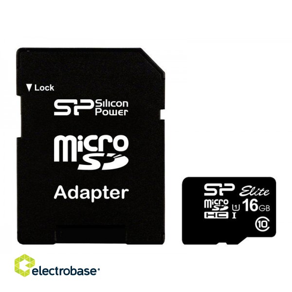 Silicon Power | Elite UHS-I | 16 GB | MicroSDHC | Flash memory class 10 | SD adapter image 1