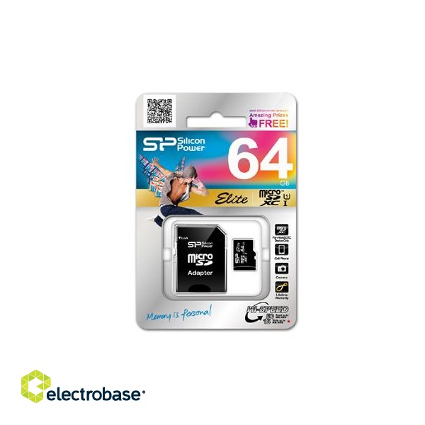 SD adapter | Silicon Power | Elite UHS-I | 64 GB | MicroSDXC | Flash memory class 10 фото 3