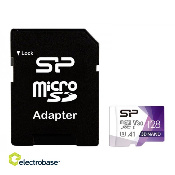 Silicon Power | Superior Pro | 128 GB | micro SDXC | Flash memory class 10 | with Adapter paveikslėlis 3