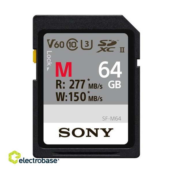 Sony | 64GB SF-M Series SDXC Class10 UHS-II U3 V60 Tough Memory Card | 64 GB | SDXC | Flash memory class 10 paveikslėlis 1