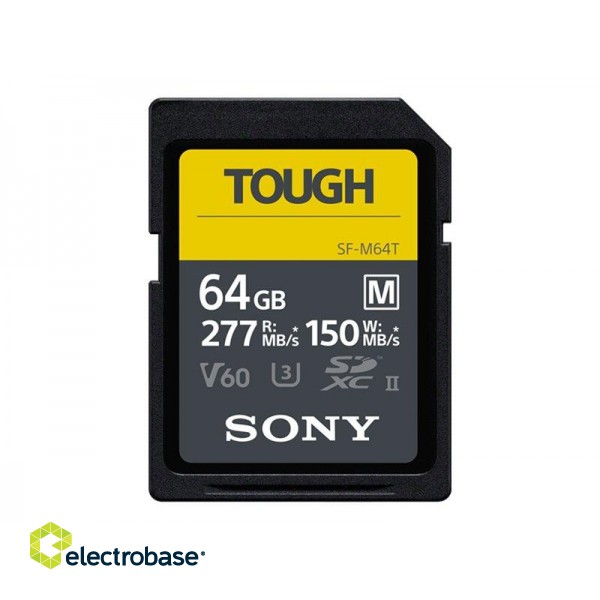 Sony | 64GB SF-M Series SDXC Class10 UHS-II U3 V60 Tough Memory Card | 64 GB | SDXC | Flash memory class 10 image 2