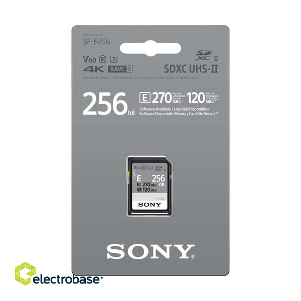 Sony | SF-E Series UHS-II SDXC Memory Card | SF-E256 | 256 GB | SDXC | Flash memory class 10 фото 1