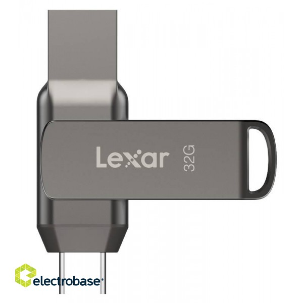 Lexar | 2-in-1 Flash Drive | JumpDrive Dual Drive D400 | 32 GB | USB 3.1 | Grey фото 2