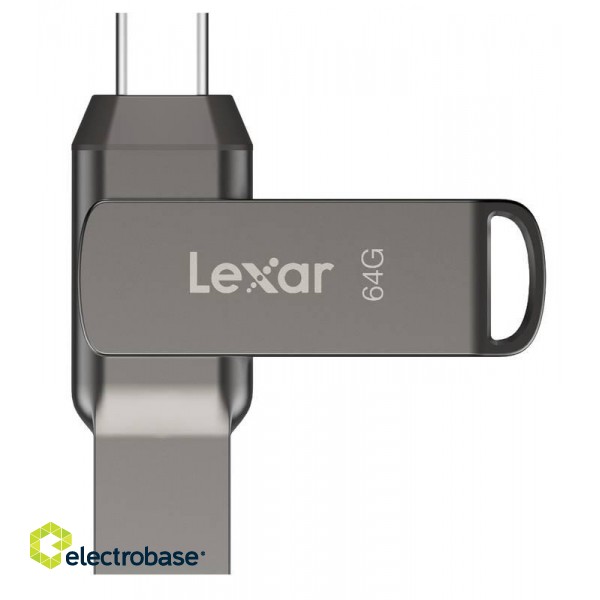 Lexar | 2-in-1 Flash Drive | JumpDrive Dual Drive D400 | 64 GB | USB 3.1 | Grey image 2