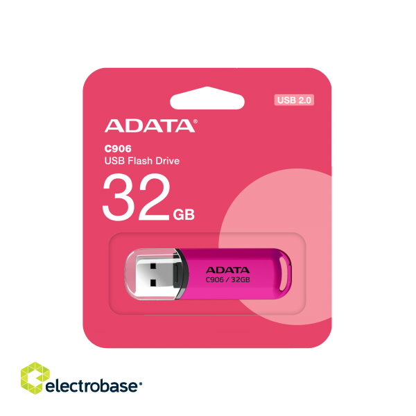 ADATA | USB Flash Drive | C906 | 32 GB | USB 2.0 | Pink image 2