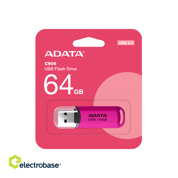 ADATA | USB Flash Drive | C906 | 64 GB | USB 2.0 | Pink image 2
