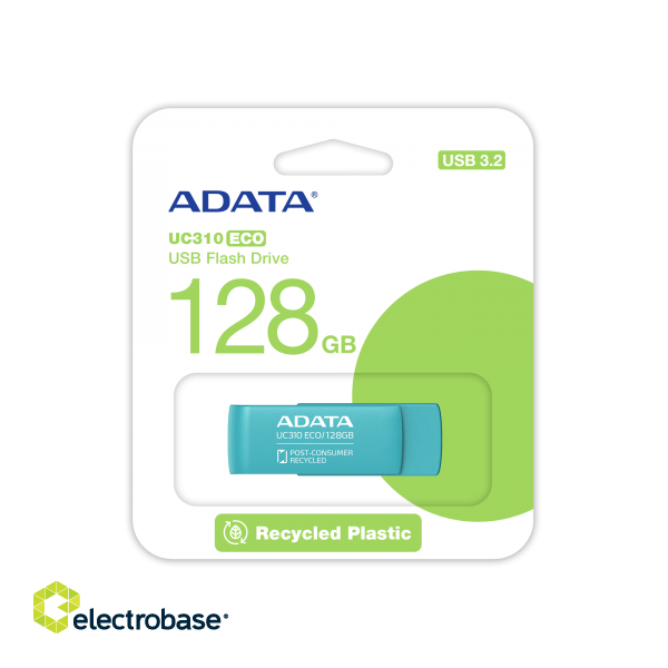 ADATA | USB Flash Drive | UC310 ECO | 128 GB | USB 3.2 Gen1 | Green image 3
