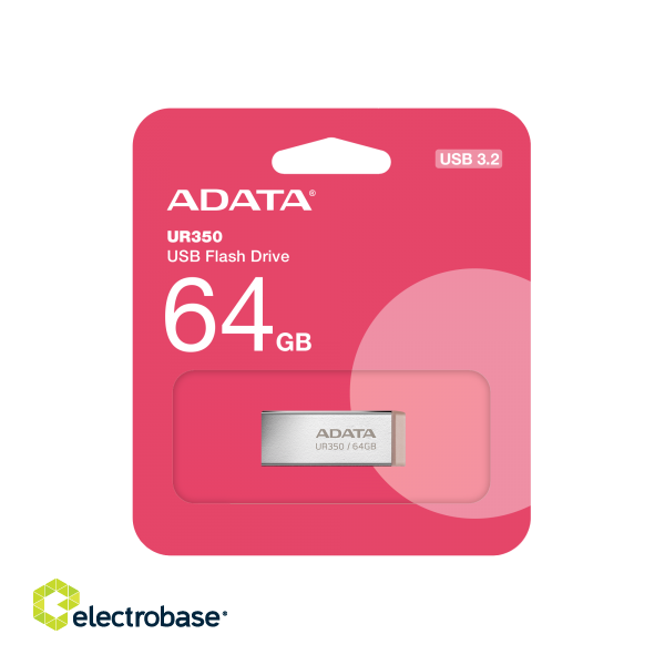ADATA | USB Flash Drive | UR350 | 64 GB | USB 3.2 Gen1 | Brown фото 4