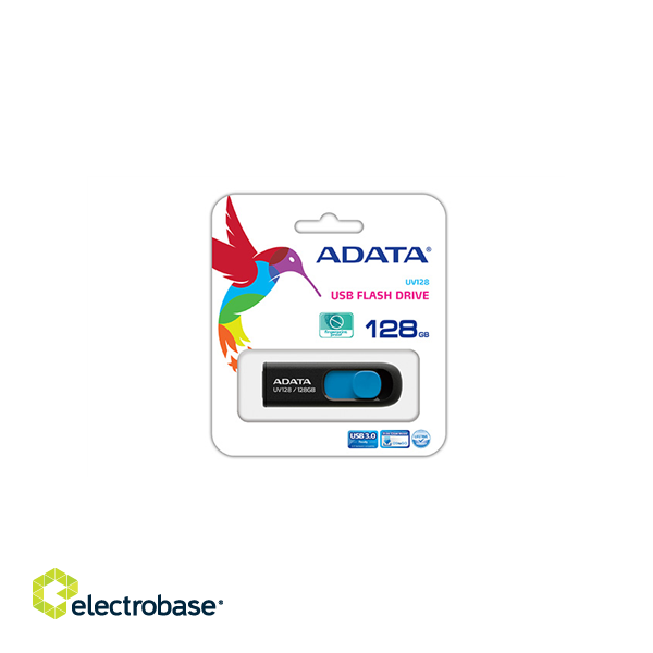 ADATA | UV128 | 128 GB | USB 3.0 | Black/Blue фото 2