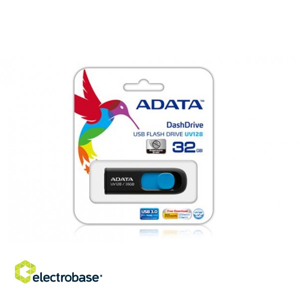 ADATA | UV128 | 128 GB | USB 3.0 | Black/Blue фото 3