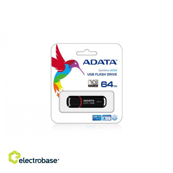 ADATA | UV150 | 64 GB | USB 3.0 | Black image 2