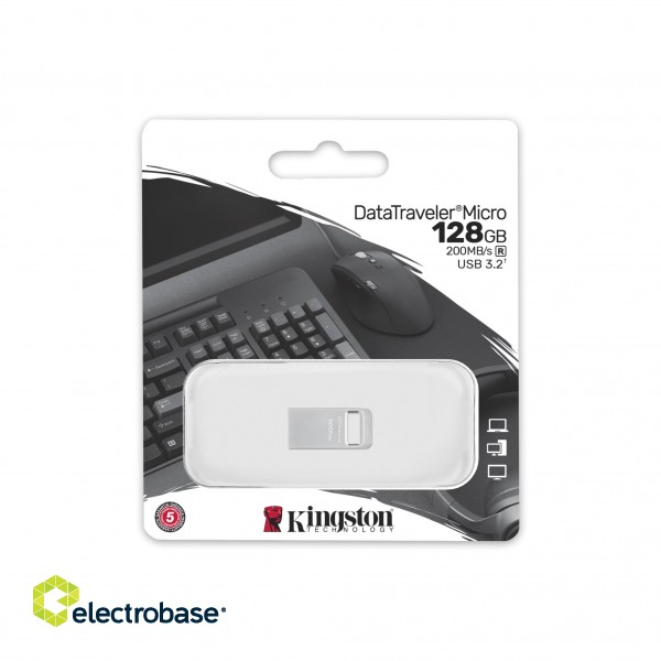 Kingston | USB 3.2 Flash Drive | DataTraveler micro | 128 GB | USB 3.2 | Silver image 5