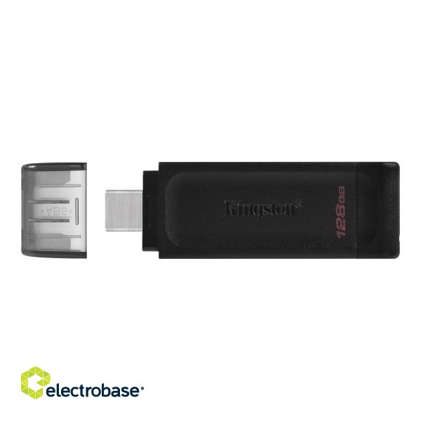 Kingston | USB Flash Drive | DataTraveler 70 | 128 GB | USB 3.2 Gen 1 Type-C | Black image 2