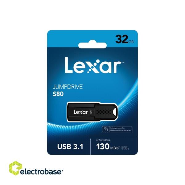 Lexar | Flash drive | JumpDrive S80 | 32 GB | USB 3.1 | Black image 7