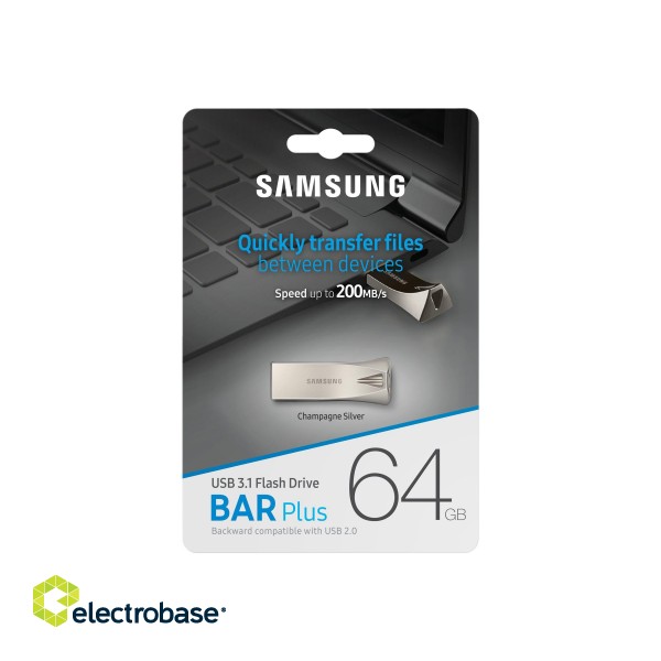 Samsung | BAR Plus | MUF-64BE3/APC | 64 GB | USB 3.1 | Silver image 10