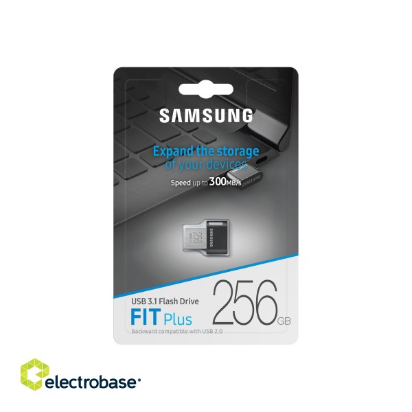 Samsung | FIT Plus | MUF-256AB/APC | 256 GB | USB 3.1 | Black/Silver фото 9