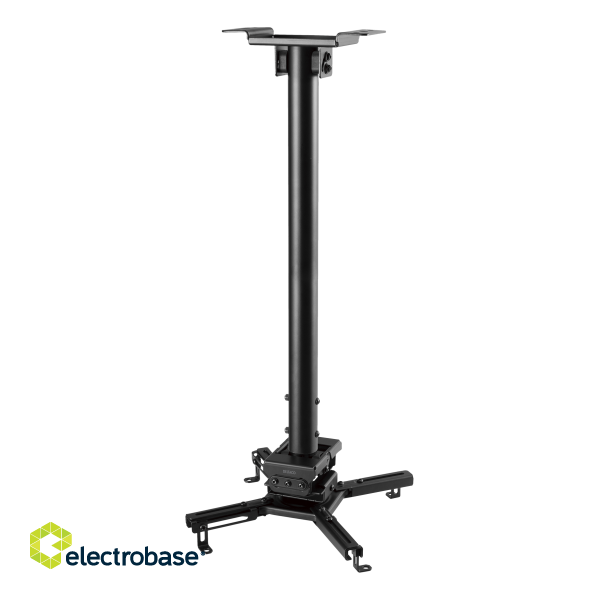 Projector mount DELTACO OFFICE for flat/inclined ceilings, tilt, swivel, rotate, 35 kg, black / ARM-0411 image 1