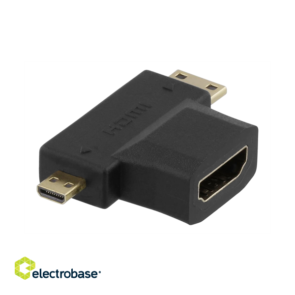 Adapter DELTACO HDMI-M/miniHDMI-F/microHDMI-F/HDMI-22G image 1