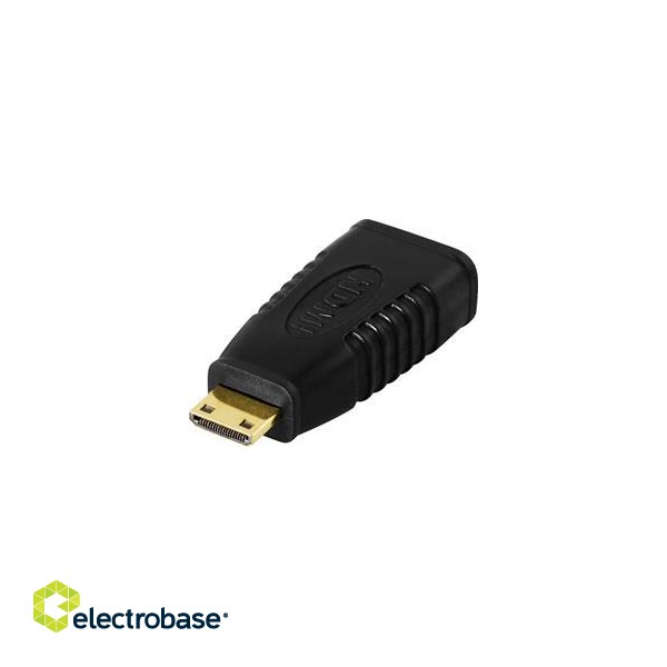 DELTACO HDMI adapter, mini HDMI male to HDMI female, 19 pin, gold plated / HDMI-18 image 1