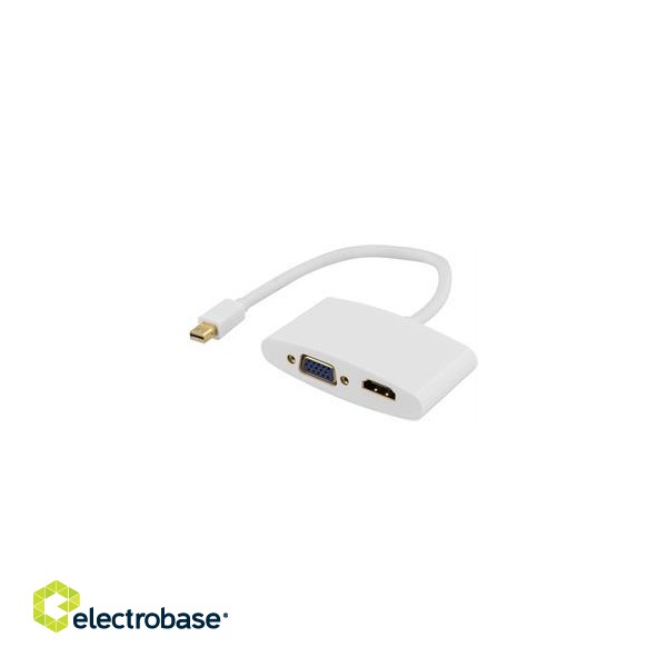 DELTACO mini DisplayPort to HDMI and VGA adapte, white DP-HDMIVGA1-K image 2