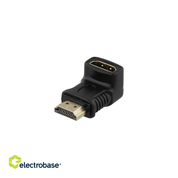HDMI adapter, 19-pin bra for ho, angled, gold-plated connectors, black DELTACO / HDMI-14G image 1